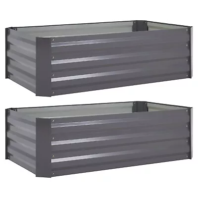 2 Pack Galvanized Raised Garden Bed Outdoor Vegetable Flower Herb Planter Box • £59.99