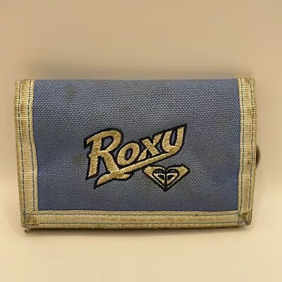 Vintage Roxy Quicksilver Girls Wallet Blue And White Hook Loop Fastening Surf • £15.47