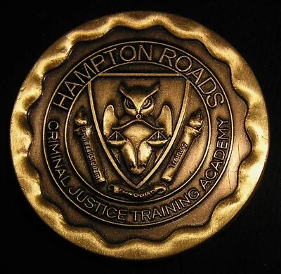 HAMPTON ROADS CRIMINAL JUSTICE TRAINING ACADEMY #'d BOXED POLICE CHALLENGE COIN • $45