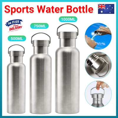 $14.78 • Buy 500/750/1000ml Stainless Steel Water Bottle Motivational Sports Drink Cup Flask