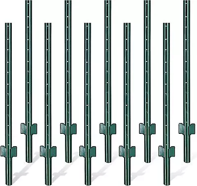 Gtongoko 6 Feet Sturdy Duty Metal Fence 10 Pack U Post Garden Fencing Wire Green • $93.21