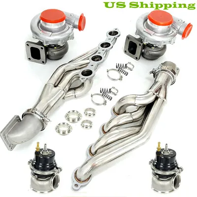 T4 AR.80/.81 Oil Turbos+Manifold+Elbow Adapter+Wastegate FOR 4.85.35.76.06.2 • $996.39