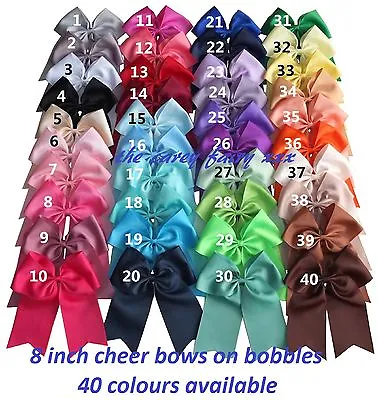 Cheer Hair Bow Bobbles Band 8 Inch Grosgrain Ribbon Cheerleading Dance Girls Lot • £2.69