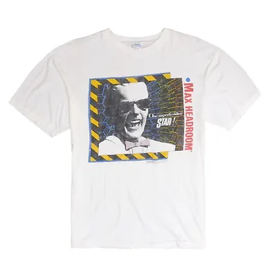 Vintage Max Headroom Star T-Shirt Size Large White 1987 80s • $60