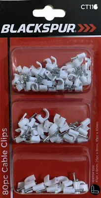 Cable Clips U Clip Wall 6mm  8mm  10mm White Nail Plugs Wire Clips Tidy Neat • £2.99