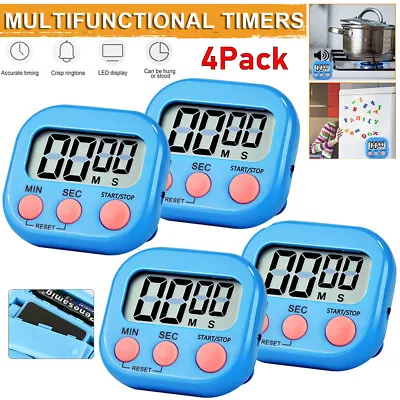 4 Pack LCD Digital Kitchen Cooking Timer Count-Down Up Clock Loud Alarm Magnetic • $13.96