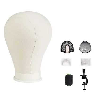 23in Mannequin Canvas Block Head For Wig Making Styling Hat Display Stand Clamp • $27.99