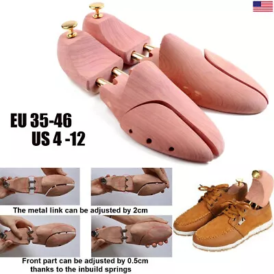 Men Women Shoe Tree Cherry Wood Adjustable Shoes Shaper 2-Way Extender&Widener • $25.96