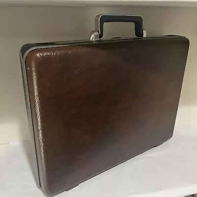 Vintage Samsonite Briefcase Omega Combination Lock Hard Shell Brown Brief Case • $25