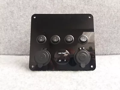 $66.04 • Buy Stylish Black Switch Panel USB 12V/240V Control Voltage Gauge Camper Motorhome