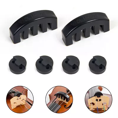 6 Pcs Violin Mute Round Black Rubber For 4 / 4 Violin Viola Beginner Practice • $11.99