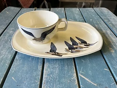 Midwinter Wild Geese Peter Scott Sandwich Plate And Cup Set Vintage 50s • £25