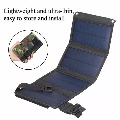 80W Portable USB Solar Panel Folding Power Bank Outdoor Camping Phone Charger • £18