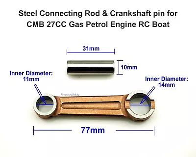 Steel Connecting Rod & Crankshaft Pin For CMB 27CC Gas Petrol Engine RC Boat • $64.99