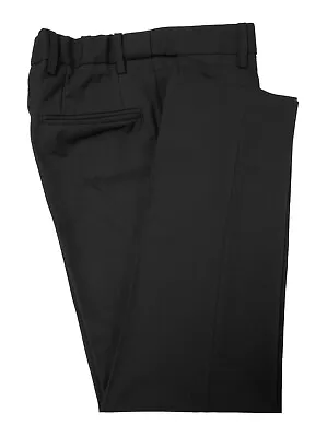 Men's Black Tuxedo Dress Pants 100% Wool Fitted Adjustable 36-37 Regular Rise • $35.99