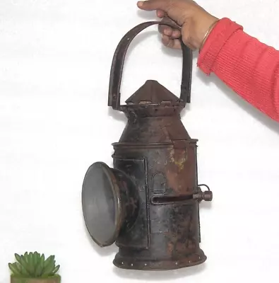 Vintage Railroad Blue-Red Train Light Signal Globe Iron Kerosene Lamp Lantern • $240
