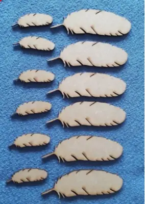 Wooden MDF 3mm Thick Large And Small Feathers Craft Shape Blanks • £2.70