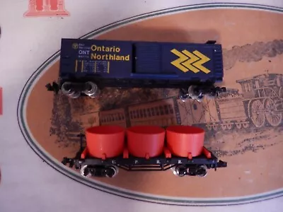 N Scale 2 Freight Cars Ontario Northland SD Box Car& Water Flat LN  *NICE LQQK* • $8.90