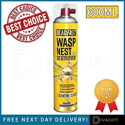 600ml Deadfast Wasp Nest Plus Destroyer Spray Rapid Killer With Power Nozzle New • £19.99