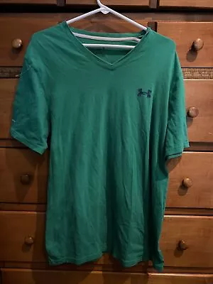 Under Armour V Neck Heat Gear T Shirt Size Mens Medium Loose Green (p2) • $23.03