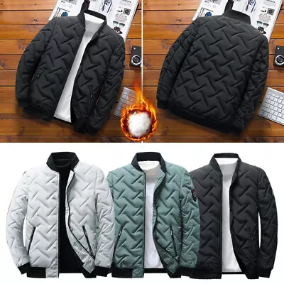 Men Quilted Padded Puffer Jacket Casual Zip Up Winter Warm Outwear Coat • $36.69