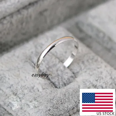REAL S925 Sterling Silver Solid Thin 2mm Classic Plain Band Ring Wedding Engage • $10.89