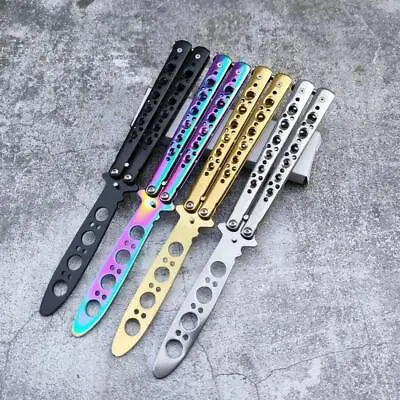 Portable Folding Butterfly Knife CSGO Balisong Trainer Stainless Steel Pocket • $11.95