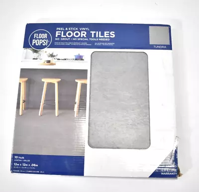 Floor Pops Peel & Stick Vinyl Floor Tiles Tundra 10 Pack 12  X 12  FP3326 • $18