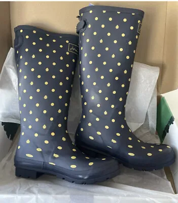 £39.95 • Buy Joules Women Printed Wellies With Adjustable Back Gusset - Navy Ladybird-Adult 9