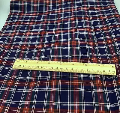 VTG LT WT BLUE RED WHITE PLAID Cotton Fabric 1.5 YD X 44  • $14.50