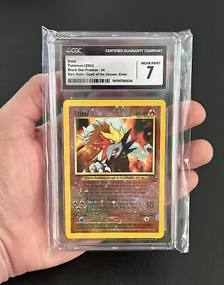 2001 Pokemon Entei Reverse Holo Black Star Promo 34  WOTC CGC 7 • $2.25