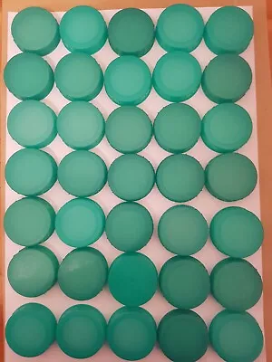 35 Green Plastic Screw Top Milk Bottle Tops Lids Caps (Kids Art Craft School) • £1.50