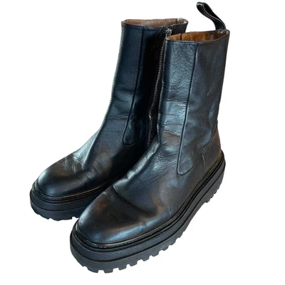 $42 • Buy ZARA Women’s Chunky Black Leather Platform Boots Size 39