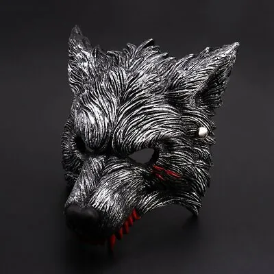 Adult Men's MASQUERADE Wolf Werewolf Devil Demon Costume Half Face MASK VENETIAN • $18.19