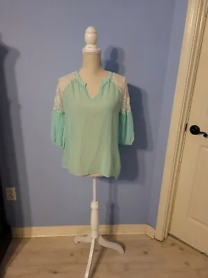 Yahada Size Small Blouse Womens Green Sheer  • $9.80