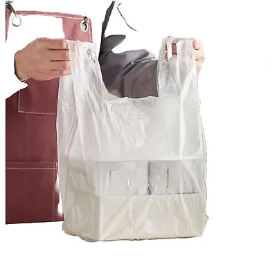 Bags 1/6 Large 21 X 6.5x11.5 Clear .51 Mil T-Shirt Plastic Grocery Shopping Bags • $15.99