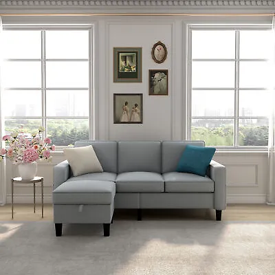 L Shaped Couch Reversible Sectional Fabric Sofa Set Convertible Sofa Living Room • $317.59