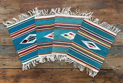 VTG Southwestern Mexican Woven Placemats Chimayo Style Set Of 4 • $10.99