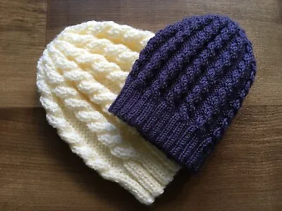 £2.40 • Buy Easy Knitting Pattern Cabled Dk Or Chunky Hat Duet