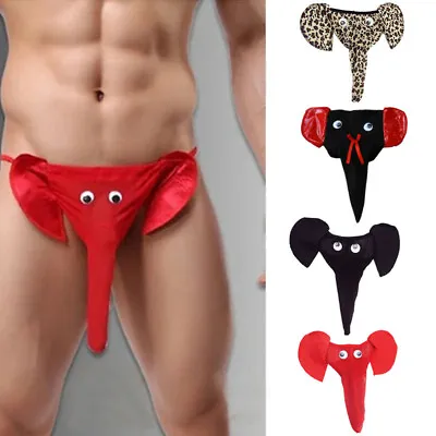Mens Novelty Elephant Trunk Thong G-String Pants Underwear Sexy Leopard Stag • £2.63