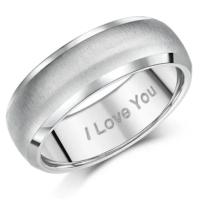 Titanium Ring 'I Love You' Engraved 7mm Unisex Men's Women's Engagement Band • £13.95