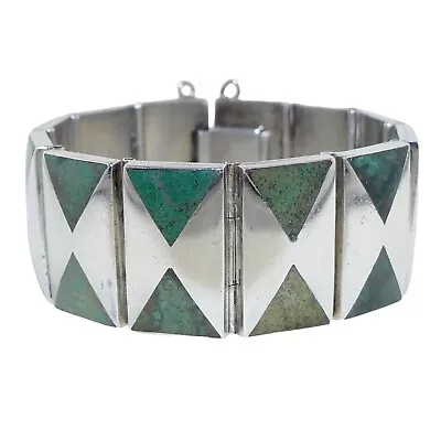 Felipe Martinez Taxco Mexican Geometric Stone Sterling Silver Bracelet • $365