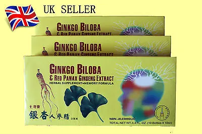 Ginkgo Biloba & Red Panax Ginseng Extract Oral Liquid 3 Boxes (10bottles/box) • £16.99