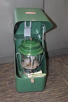 Vintage 1972 Coleman 220F  Lantern /Parts Safe/ Metal Guillotine Case UNTESTED • $79