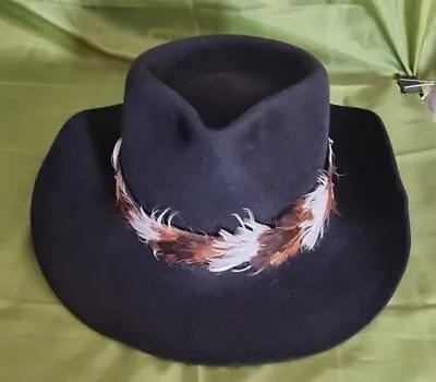 Genuine AKUBRA Black SNOWY RIVER Felt Men's Hat Size 56 Australian Made • $110
