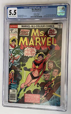 Ms. Marvel #1 CGC 5.5 OW/W Marvel Comics 1977 1st Carol Danvers As Ms. Marvel • £97.95