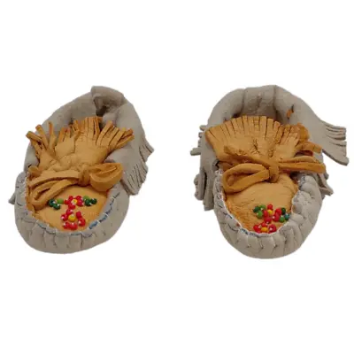 Infant Shoes Soft Sole Leather Moccasins Vintage Handmade See Measurements • $9.99