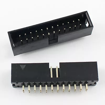 10Pcs 2.54mm 2x12 Pin 24 Pin Straight Male Shrouded PCB Box Header IDC Socket • $3.99