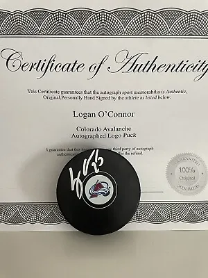 Logan O'Connor Colorado Avalanche Signed Autographed Logo Puck W/Case COA • £48.18