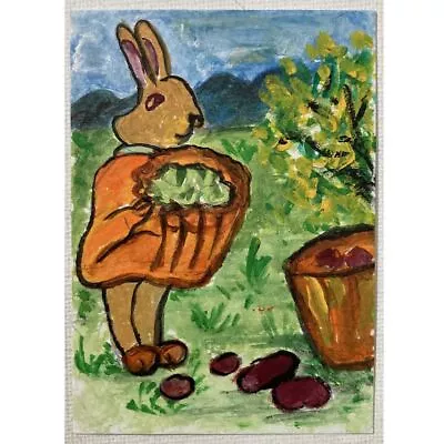 ACEO ORIGINAL PAINTING Mini Collectible Art Card Fantasy Animal Captive Rabbit • $16.72